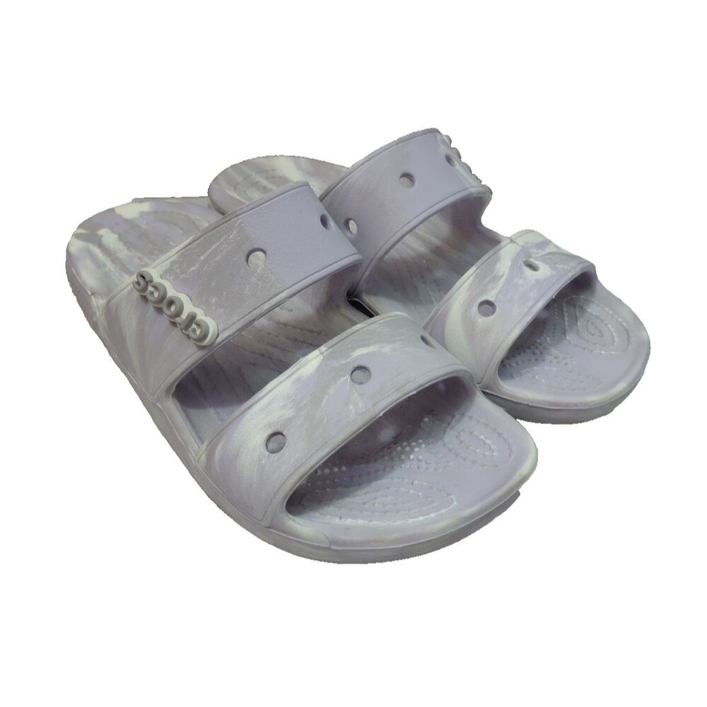 Crocs Women's Classic Marble Tie Dye Slide Sandals Light Purple Gray W7/M5